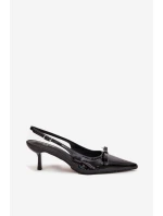 Lakované lodičky na jehle s mašlí Černé Olvena