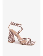 Módní sandály na podpatku béžové zebra Josette Módní sandály na podpatku béžové zebra Josette