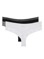 Dámské bavlněné brazilky s krajkou 2 ks DIM SEXY FASHION BRAZILIAN 2x - DIM - černá