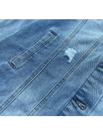 Světle modrá dlouhá džínová bunda (POP7021-LK) - P.O.P.SEVEN