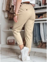 Dámské kalhoty chinos s páskem RELCIX tmavě béžové FashionStreet UY2580