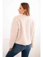 Dámská kožešinová bunda bez zapínání béžová