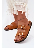 Dámské pantofle s přezkami Camel Brigid