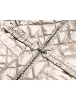 Béžová prošívaná dámská bunda s páskem (BH2208) Béžová prošívaná dámská bunda s páskem (BH2208)