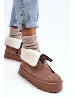 Šnekové na platformě s kožešinou bežová Olimuka