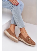 Prodyšné mokasíny se zlatým detailem a jutovou pleteninou hnědé Lainer