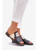 Elegantní Pantofle Z Přírodní Kůže Na Plochém Podpatku Zazoo 40423 Černé Elegantní Pantofle Z Přírodní Kůže Na Plochém Podpatku Zazoo 40423 Černé