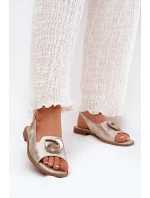 Lesklé dámské sandály s ozdobou S.Barski KV51-006 zlaté