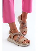 Lehké Dámské Pohodlné Sandály Na Suchý Zip Beige Ceclea Lehké Dámské Pohodlné Sandály Na Suchý Zip Beige Ceclea