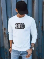 Pánská bílá mikina s potiskem FashionStreet BX5362
