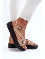 Voňavé dámské sandály na platformě ZAXY LL285063 béžové