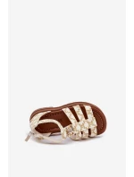 Dívčí sandály gladiátorky se zlatým detailem béžové Vesira