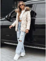 Dámská zimní bunda s kožešinou ecru FashionStreet TY5513