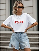 Dámské bavlněné tričko oversize s potiskem, bílé, FashionStreet NX9004RY Dámské bavlněné tričko oversize s potiskem, bílé, FashionStreet NX9004RY