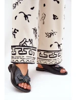 Lesklé Dámské Sandály S Dekorací Plné Černé Russona