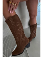 Semišové Dámské Kopytové Boty Na Podpatku Hnědé Karira Semišové Dámské Kopytové Boty Na Podpatku Hnědé Karira