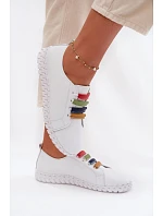 Kožené dámské polobotky Vinceza 95376 Bílé