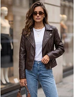 Dámská bunda ve stylu Ramones z ekokůže, tmavě hnědá, FashionStreet TY5729 Dámská bunda ve stylu Ramones z ekokůže, tmavě hnědá, FashionStreet TY5729