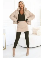 619-2 Pohodlný a elegantní dámský žebrovaný overal s výstřihem - khaki barva 619-2 Pohodlný a elegantní dámský žebrovaný overal s výstřihem - khaki barva