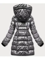 Šedá oboustranná dámská metalická bunda (R8070) Šedá oboustranná dámská metalická bunda (R8070)