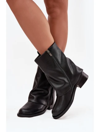 Kožené dámské kotníkové boty s obráceným límcem na klíně Maciejka K7213-01 Černé Kožené dámské kotníkové boty s obráceným límcem na klíně Maciejka K7213-01 Černé