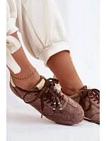 Dámské nízké tenisky s korálky Hnědé Galora