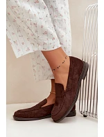 Dámské mokasíny Loafersy z eko semiše čokoládové Laisie Dámské mokasíny Loafersy z eko semiše čokoládové Laisie