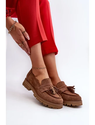 Zazoo Dámské semišové mokasíny s třásněmi, hnědé Zazoo Dámské semišové mokasíny s třásněmi, hnědé