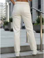 Dámské džíny regular fit s vysokým pasem a páskem krémové FashionStreet UY2914