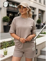Dámská viskózová souprava s motýlem a šortkami v barvě moka FashionStreet AY1193