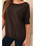 Dámský svetr z viskózy s krátkým rukávem hnědý Dámský svetr z viskózy s krátkým rukávem hnědý