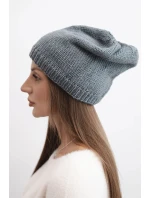 Dámská zimní čepice s ušima a žebrovaným vzorem K440 tmavě šedá