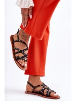 Dámské Sandály S Ozdobami Černá Alemona