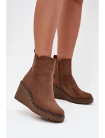 Zateplené boty na platformě z eko semiše hnědé Mavona