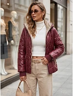 Dámská přechodová bunda s odnímatelnou kapucí, bordová, FashionStreet TY5777 Dámská přechodová bunda s odnímatelnou kapucí, bordová, FashionStreet TY5777