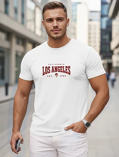 Pánské bavlněné tričko s nápisem, bílé, FashionStreet NX5136R