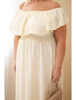 Dámské šaty Plus Size s volánem a elastickým pasem žlutá