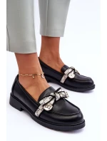 Kožené Dámské Polobotky Mokasíny Černé S.Barski HY42-330