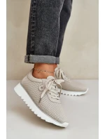 Kožené Sportovní Boty Na Platformě S Leskem D&A LR51-629 Béžové