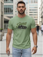 Pánské tričko s potiskem automobilů světle zelené FashionStreet NX5089R
