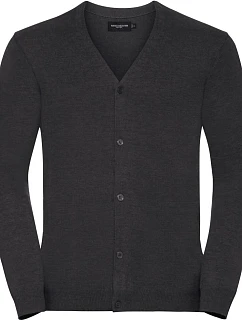 Russell Athletic 715M Pánský pletený cardigan s výstřihem do V 11.715M charcoal marl