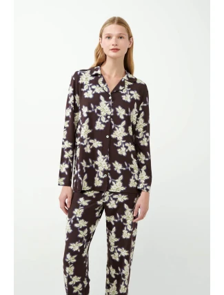 Vamp - Květinové pyžamo s knoflíky 21023 - Vamp Vamp - Květinové pyžamo s knoflíky 21023 - Vamp