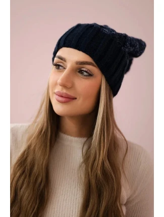 Milano fleecová čepice K203 navy blue melange+green Milano fleecová čepice K203 navy blue melange+green