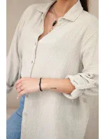 Bavlněná mušelínová košile oversize tmavě béžová