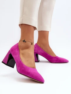 Sametové lodičky na podpatku Fuksiová Alessyndra