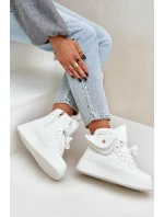 Vysoké tenisky s kapsičkou na platformě bílé Saramis