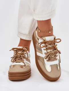 Dámské Tenisky Na Platformě S Dvojitým Šněrováním Leopardí Zlaté Klipy