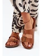 Dámské sandály na korkové platformě s přezkami Camel Vesina