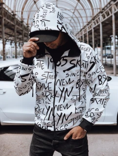 Pánská mikina na zip s kapucí bílá FashionStreet BX5788