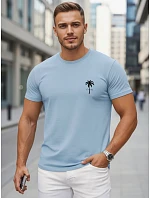 Pánské bavlněné tričko s potiskem, světle modré, FashionStreet NX5126R Pánské bavlněné tričko s potiskem, světle modré, FashionStreet NX5126R